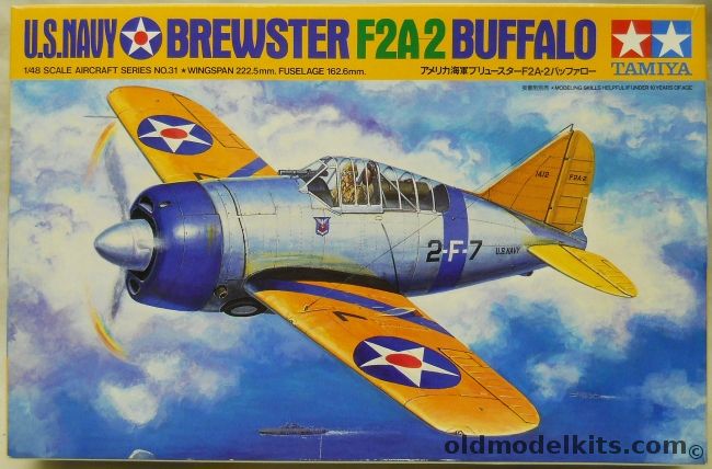 Tamiya 1/48 Brewster F2A-2 Buffalo - US Navy VF-2 USS Lexington / VF-3 USS Saratoga - (F2A2), 61031 plastic model kit