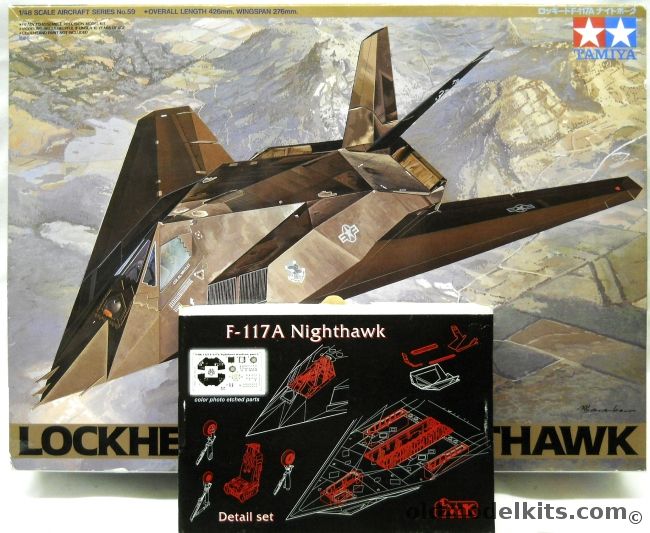 Tamiya 1/48 Lockheed F-117A Nighthawk - With CMK Detail Set - 37 TFW 416 TFS 'Ghost Riders' / 37 TFW 417 TFTS 'Bandits', 61059 plastic model kit