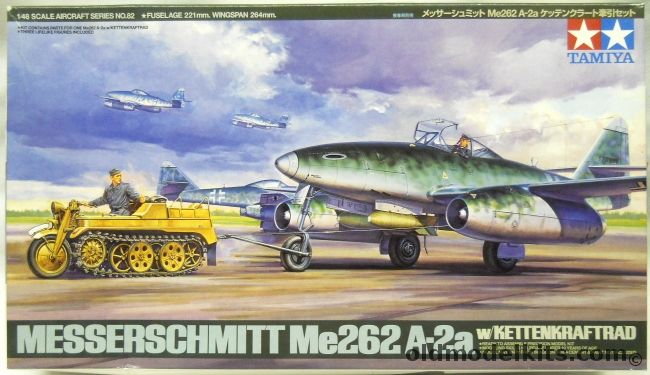 Tamiya 1/48 Messerschmitt Me-262 A-2a With Kettenkraftrad, 61082 plastic model kit