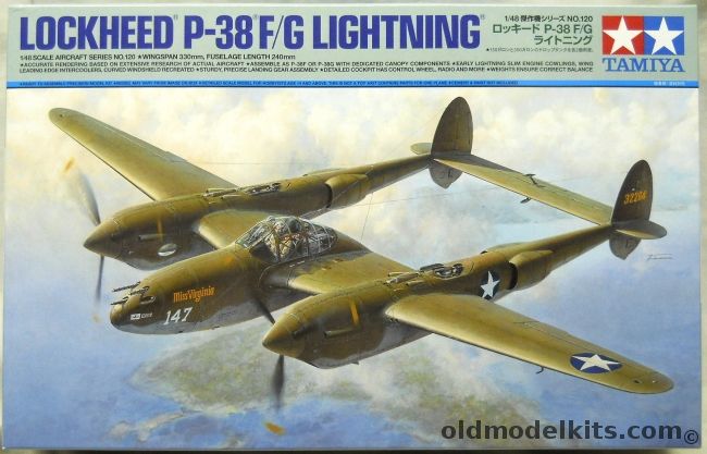 Tamiya 1/48 Lockheed P-38F/G Lightning - Operation Vengeance 'White 147' Miss Virginia Guadalcanal April 1943 / White 33 39th FS 35th FG 5th AF Port Moresby Late 1942, 61120 plastic model kit
