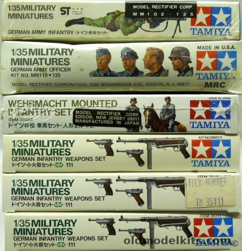 Tamiya 1/35 German Army Infantry / German Army Officers / Wehrmacht Mounted Infantry Set / 3 German Infantry Weapons Set, MM102 plastic model kit