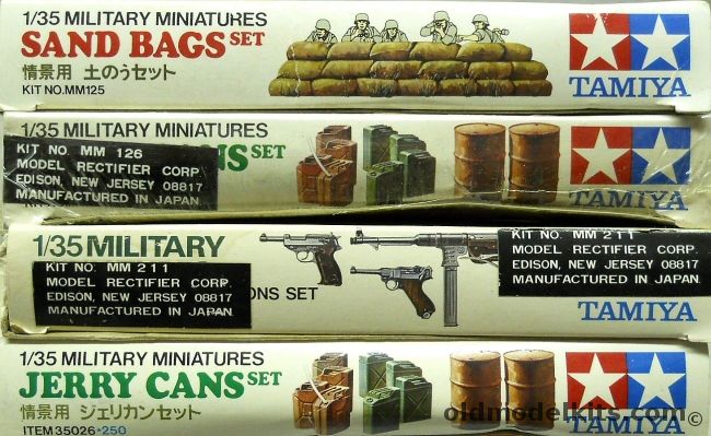 Tamiya 1/35 Sand Bags Set / TWO Jerry Can Sets / German Infantry Weapons, MM125 plastic model kit