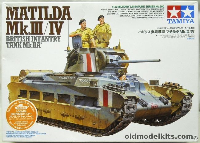 Tamiya 1/35 Matilda Mk III/IV - British Infantry Tank With Photographic Reference Material, MM300 plastic model kit