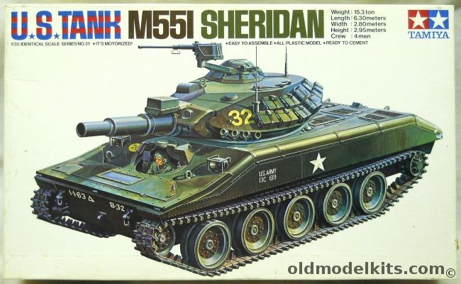 Tamiya 1/35 US Tank M551 Sheridan Motorized, MT131-598 plastic model kit