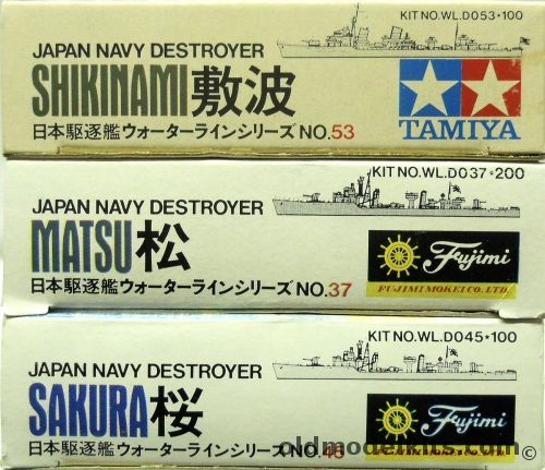 Tamiya 1/700 IJN Destroyers Shikinami And TWO Fujimi Mutsu And Fujimi Sakura, WLD053-100 plastic model kit