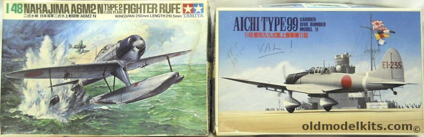 Tamiya 1/48 Nakajima A6M2-N Type 2 Rufe And Fujimi Aichi Type 99 Val Dive Bomber, MA117 plastic model kit