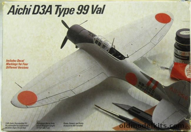 Testors 1/48 Aichi D3A Type 99 Val Carrier Dive Bomber - Pre-War 1940 Scheme / Kaga 1942 / Shokaku Dec 1941 / Dark Green 33203 - (ex Fujimi), 335 plastic model kit