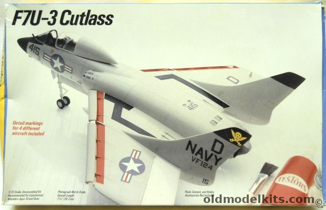 Testors 1/72 F7U-3 Cutlass - VF-124 USS Hancock / VC-3 Moffet Field / VX-3 NAO Test Station - (F7U3) - (ex-Fujimi), 345 plastic model kit