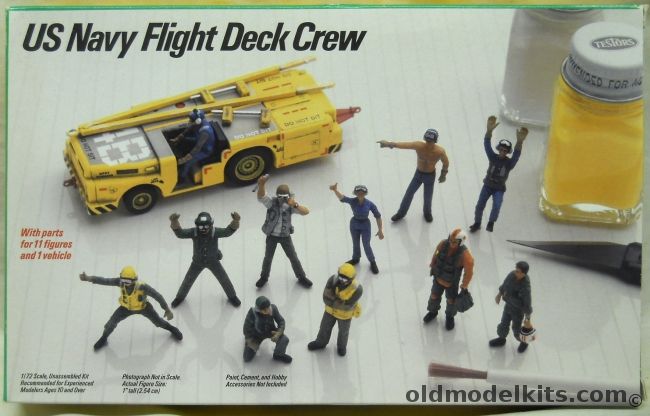 Testors 1/72 TWO US Navy Flight Deck Crew - 11 Figures And Vehicle, 850 plastic model kit