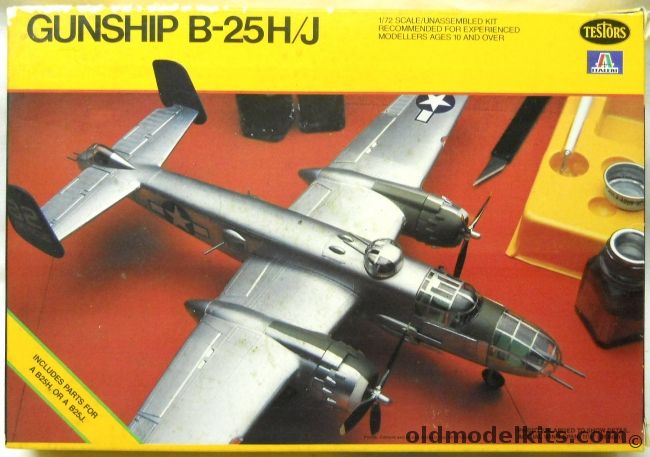 Testors 1/72 Gunship B-25 H/J - B-25H / B-25A / B-25J / PBJ-1H Mitchell - 82 BS 12th BG India 1944 / US Navy 1945 (PBJ-1H) / 486 BS 340 BG Corsica 1944 / 319 BG Corsica 1944, 877 plastic model kit