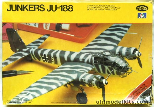 Testors 1/72 Junkers Ju-188 A2/E1 - KG2 / 9.KG26 / 1.KG66 / F5+AT, 878 plastic model kit