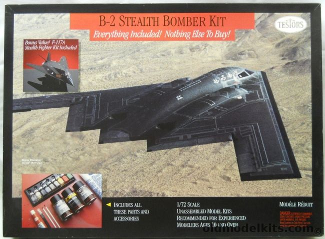 Testors 1/32 B-2 Stealth Bomber AND F-117A Stealth Fighter - With Paint and Building Accessories, 977 plastic model kit