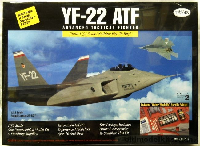 Testors 1/32 YF-22 ATF - F-22 Raptor - With Paint and Building Accessories, 979 plastic model kit