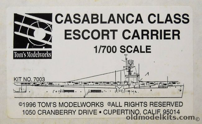 Toms Modelworks 1/700 Casablanca Class Escort Carrier, 7003 plastic model kit