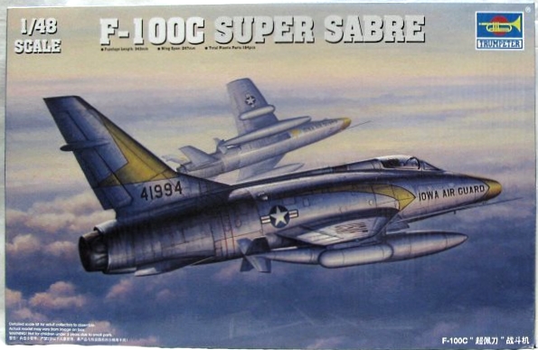 Trumpeter 1/48 F-100C Super Sabre - USAF 107TFS Iowa Air Guard Sioux City 1961 / 188TFS New Mexico Air Guard Tuy Hoa Vietnam 1970, 02838 plastic model kit