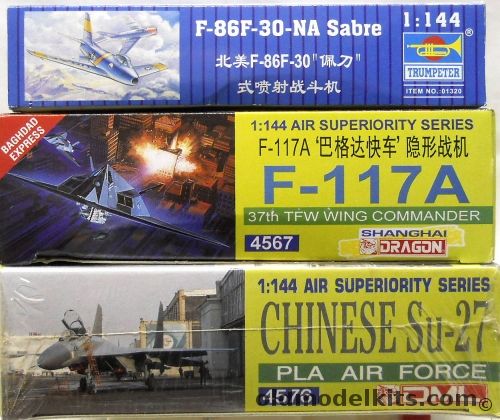 Trumpeter 1/144 F-86F -30 Sabre / Dragon F-117A / DML Chinese SU-27, 01320 plastic model kit