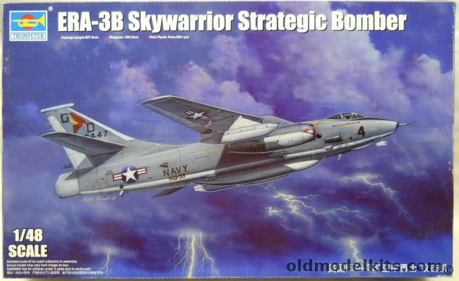 Trumpeter 1/48 ERA-3B Skywarrior Strategic Bomber - (A3D / A-3D / A3D2), 02873 plastic model kit