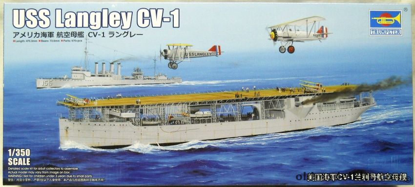 Trumpeter 1/350 USS Langley CV-1 - Aircraft Carrier, 05631 plastic model kit