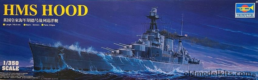 Trumpeter 1/350 HMS Hood Battlecruiser With Lion Roar Super Detail Set And Trumpeter Upgrade Set, 05302 plastic model kit