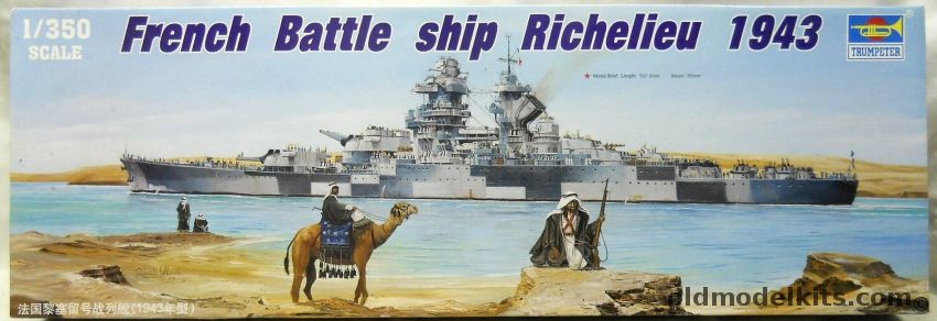 Trumpeter 1/350 French Battleship Richelieu 1943 With L Arsenal PE And Resin Updgrade Set and Le Arsenal Metal Main and Secondary Gun Barrels, 05311 plastic model kit