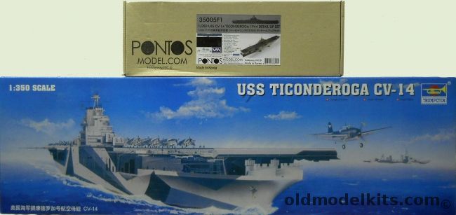 Trumpeter 1/350 USS Ticonderoga CV-14 Aircraft Carrier With Pontos  Detail Up Set - (World War II Configuration), 05609 plastic model kit