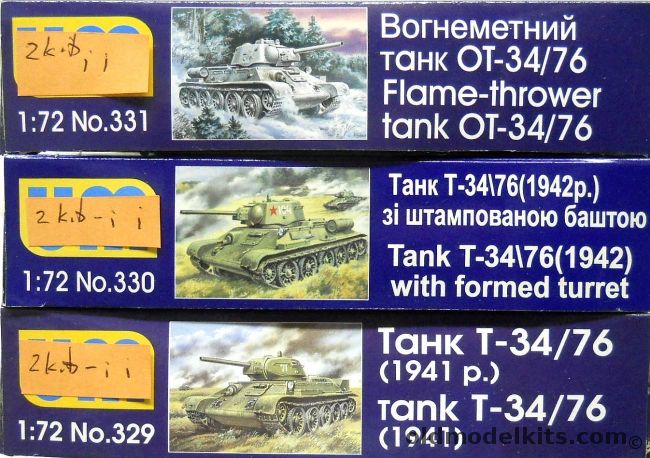 UM Models 1/72 TWO OT-34/76 Flame Throwing Tank / TWO T-34/76 1942 With Formed Turret / TWO T-34/76 (1941), 331 plastic model kit
