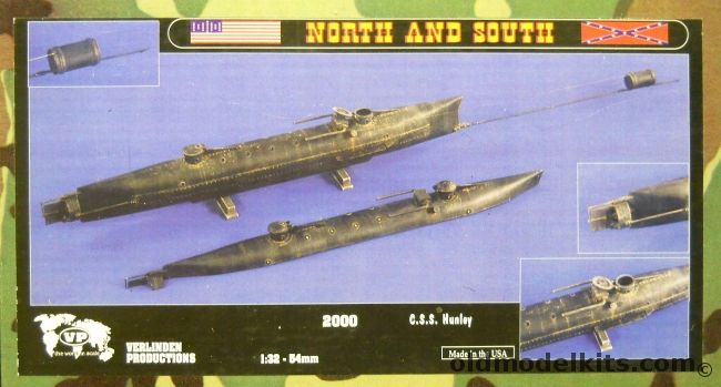 Verlinden 1/32 TWO CSS Hunley Submarines - North and South Issue, 2000 plastic model kit