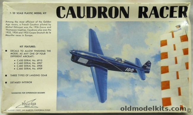 Williams Brothers 1/32 Caudron Racer 1936 Thompson Trophy Winner - Serial No. 6907 / 6908 / 6909 / 6910, 32-460 plastic model kit