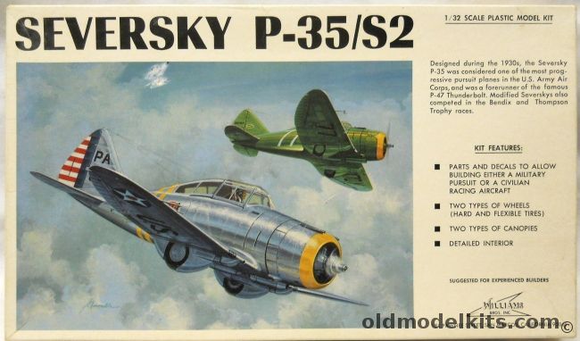 Williams Brothers 1/32 Seversky P-35 - Or SEV-S2 (S-2) - 27th Pursuit Sq 1st Pursuit Group Commander's or Lindberg's Aircraft, 32-135 plastic model kit