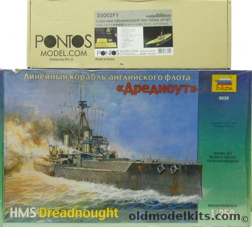 Zvezda 1/350 HMS Dreadnought With Pontos Detail Up Set, 9039 plastic model kit