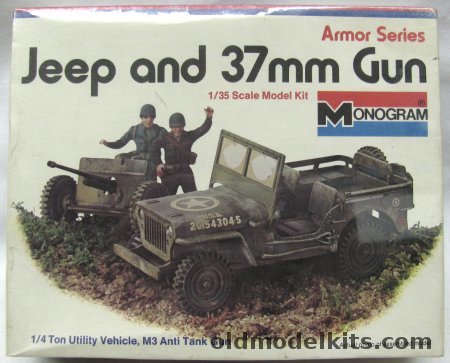 Monogram 1/35 US Army Military Jeep with M3-37mm Gun and 3 GIs - White ...