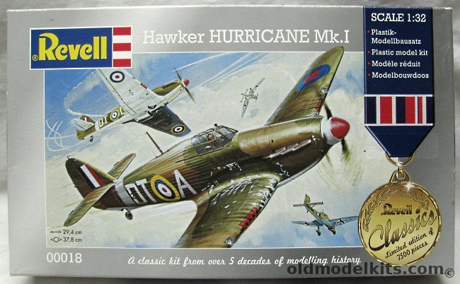 Revell 1/32 Hawker Hurricane Mk I or PR Mk 1, 00018 plastic model kit