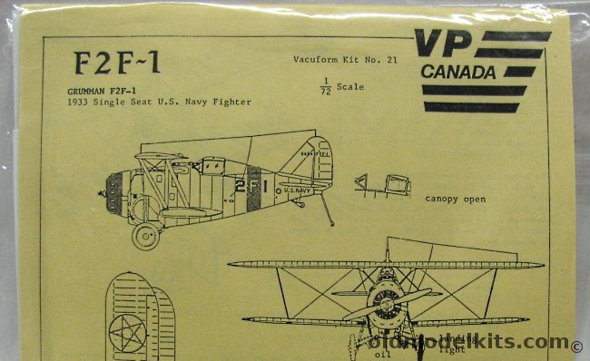 VP 1/72 Grumman F2F-1 Flying Barrel - with Resin Details -  Bagged - (F2F1), 21 plastic model kit